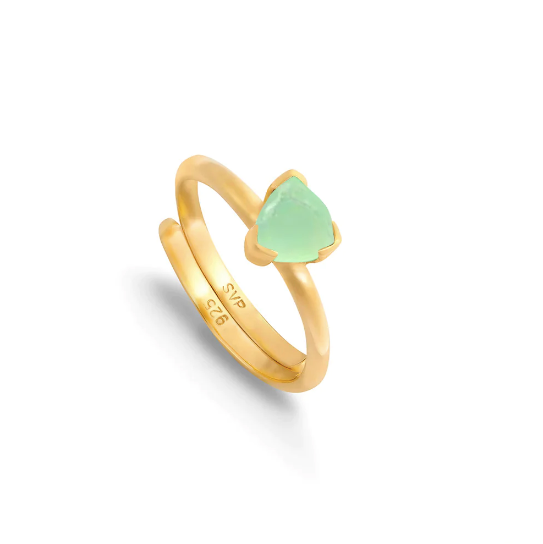 Audie Light Green Chalcedony Gold Ring