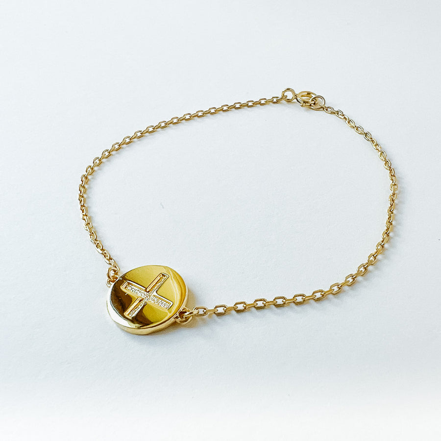 Ailm Symbol Gold Plated Silver Celtic Bracelet (Symbolising Wellbeing)