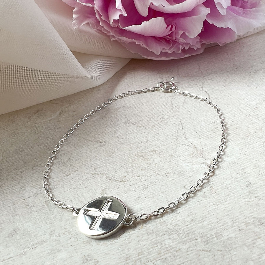 Ailm Symbol Silver Celtic Bracelet (Symbolising Wellbeing)