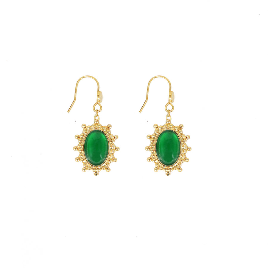Thelma Green Agate Earrings