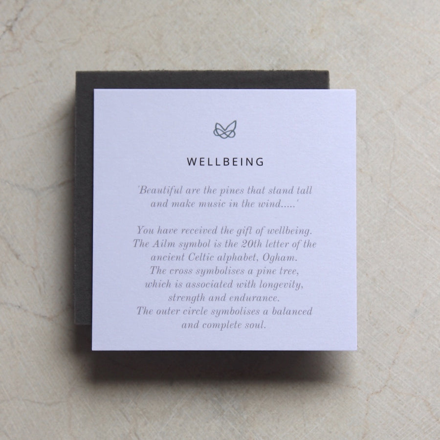 Meaning Card By Liwu Jewellery explaining Wellbeing