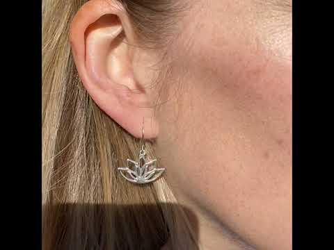 Lotus Flower Silver Drop Earrings (Symbolising new beginnings)