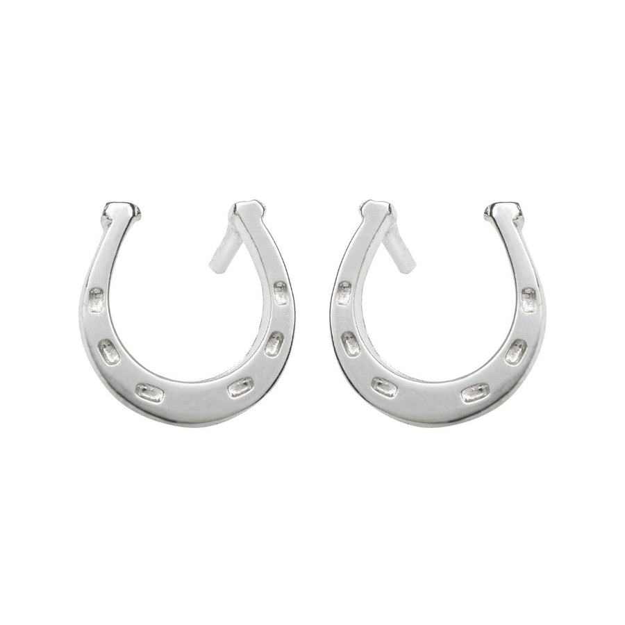 lucky horseshoe silver stud earrings
